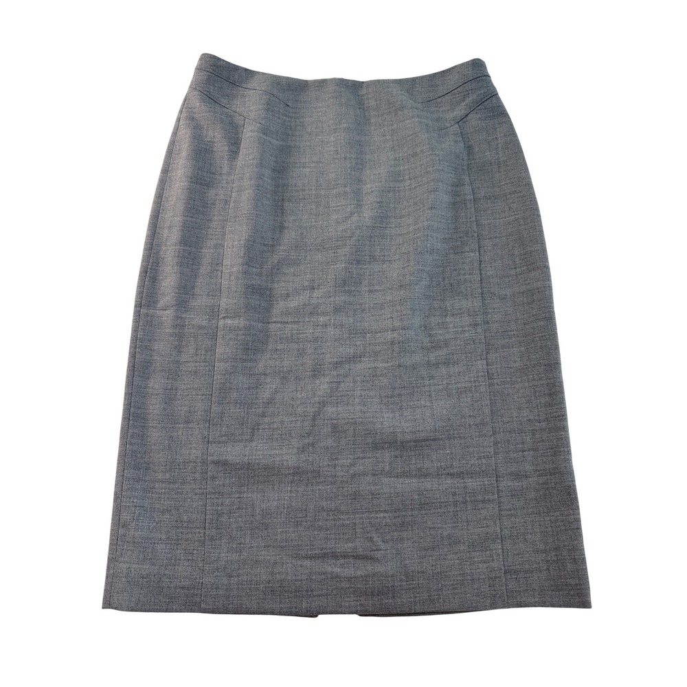 White House Black Market Gray Wool Blend Pencil Skirt Size 10 Office Corp